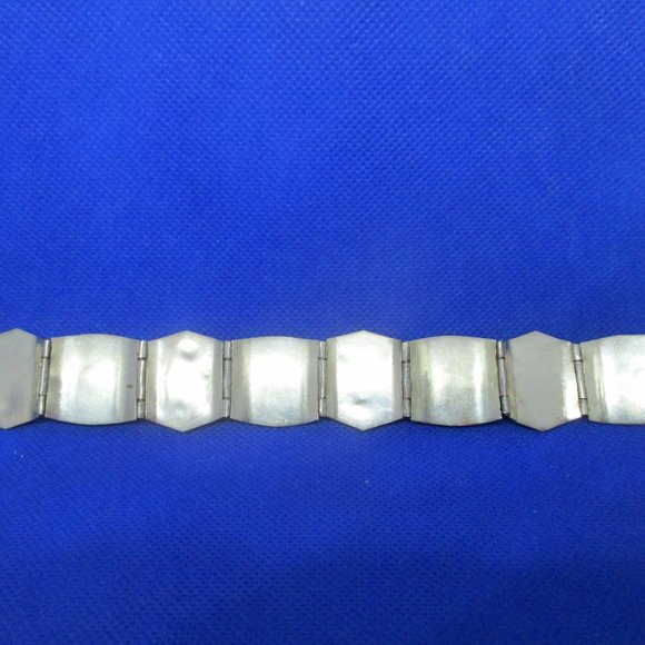 ABALONE MEXICAN SILVER Panel Bracelet Abalone Masks Rectangles Marked Mexico - Picture 15 of 15